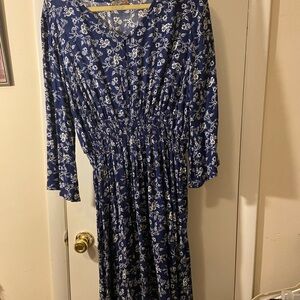 Speechless Navy and White Floral Midi Dress